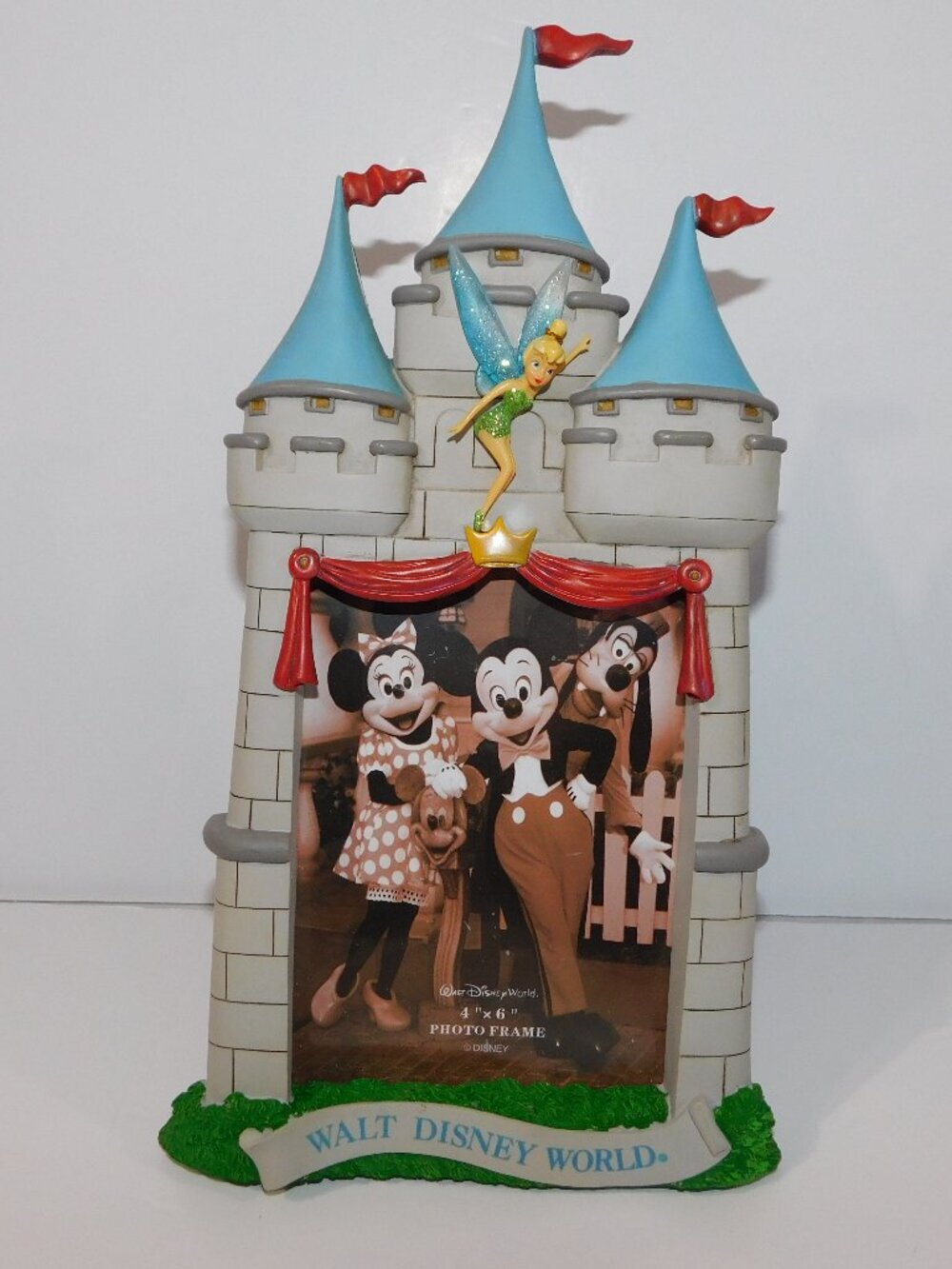 Disney Parks Walt Disney World Castle Tinker Bell 4x6" resin Photo Frame NEW